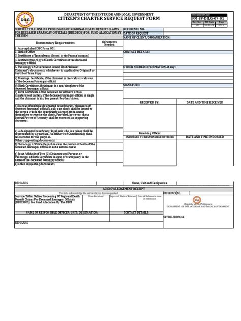 fm-sp-dilg-07-01|Citizen'S Charter Service Request Form: Department of The .